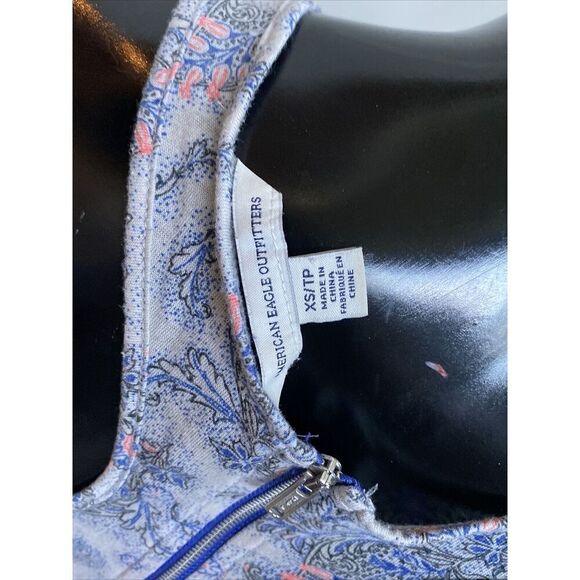 AEO American Eagle Outfitters Tank Top Grey  Size Extra Small XS Zip Paisley - Picture 6 of 7